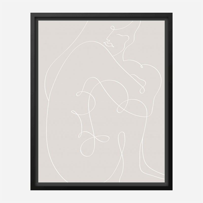 Woman Lines White Wall Art Print