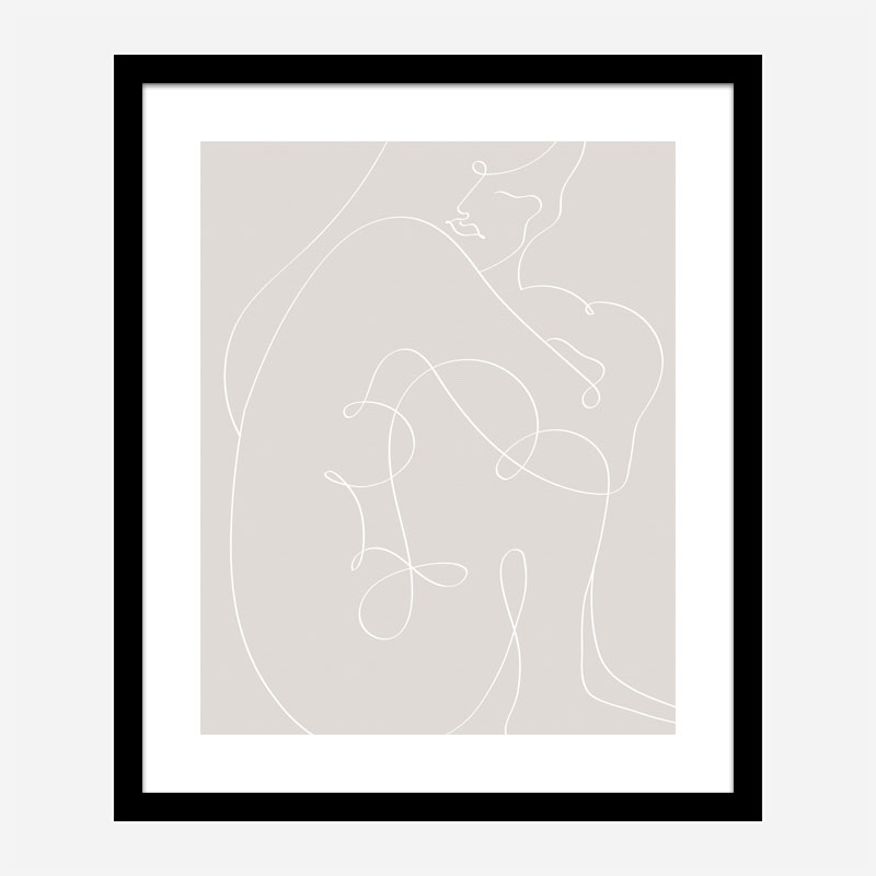 Woman Lines White Wall Art Print