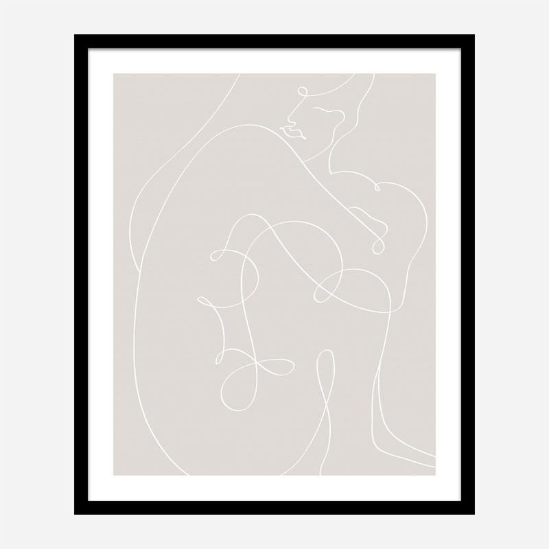 Woman Lines White Wall Art Print