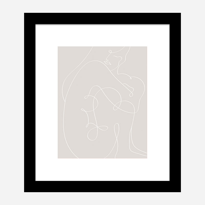 Woman Lines White Wall Art Print