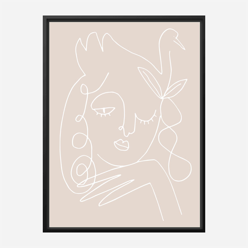 The Swan Beige Wall Art Print