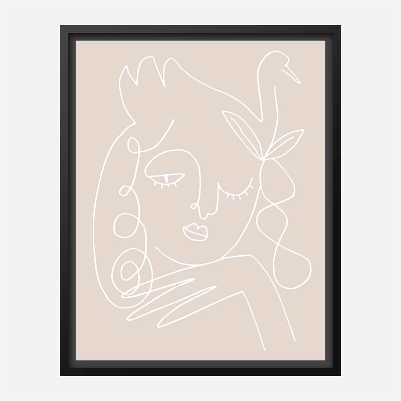 The Swan Beige Wall Art Print