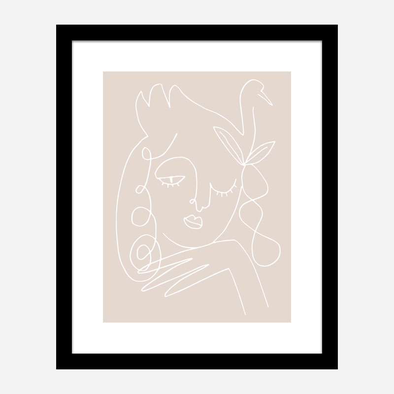 The Swan Beige Wall Art Print