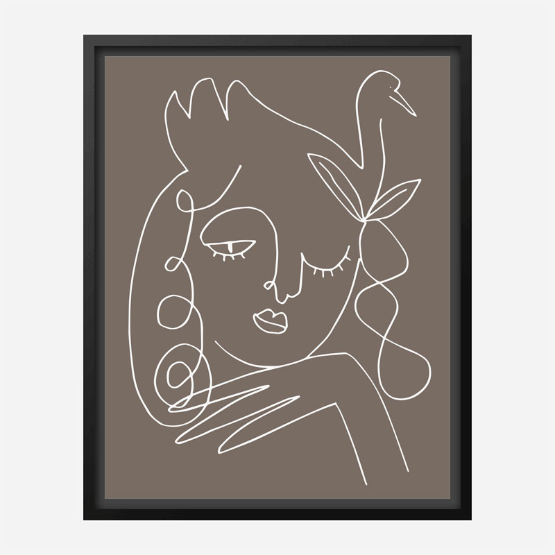 The Swan Brown Wall Art Print