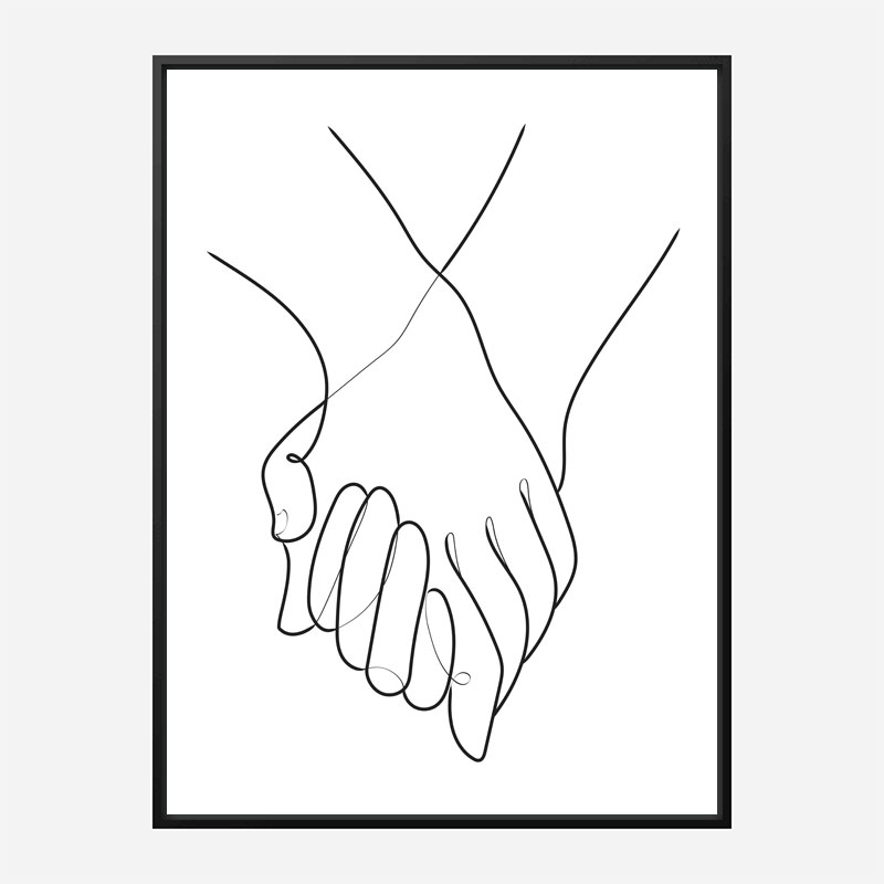 Holding Hands Lines Wall Art Print