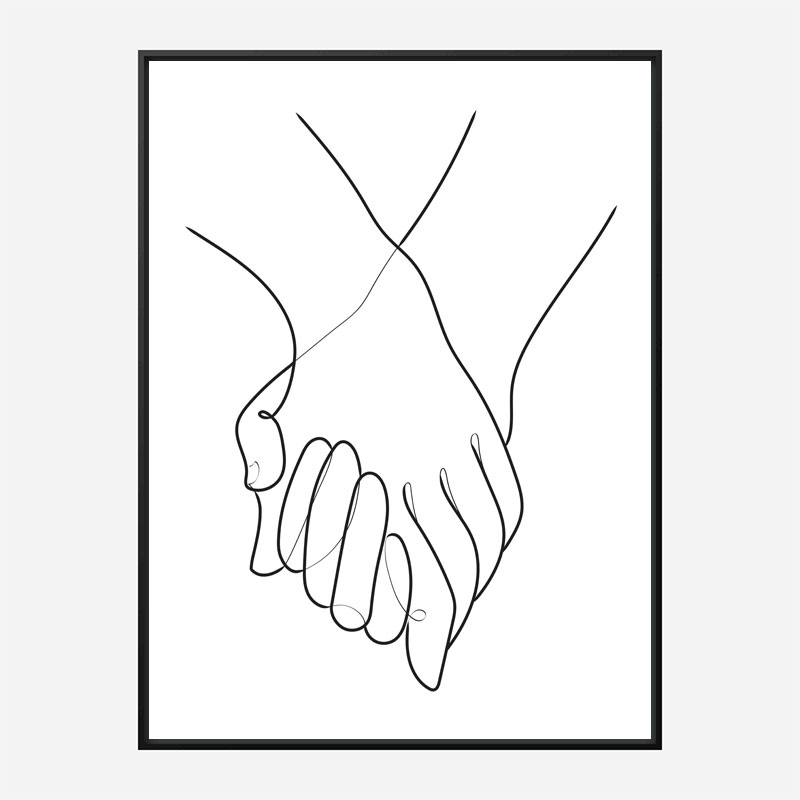 Holding Hands Lines Wall Art Print