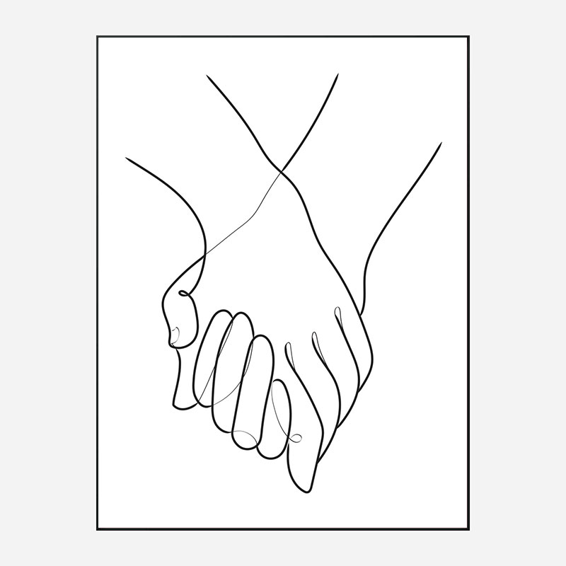 Holding Hands Lines Wall Art Print