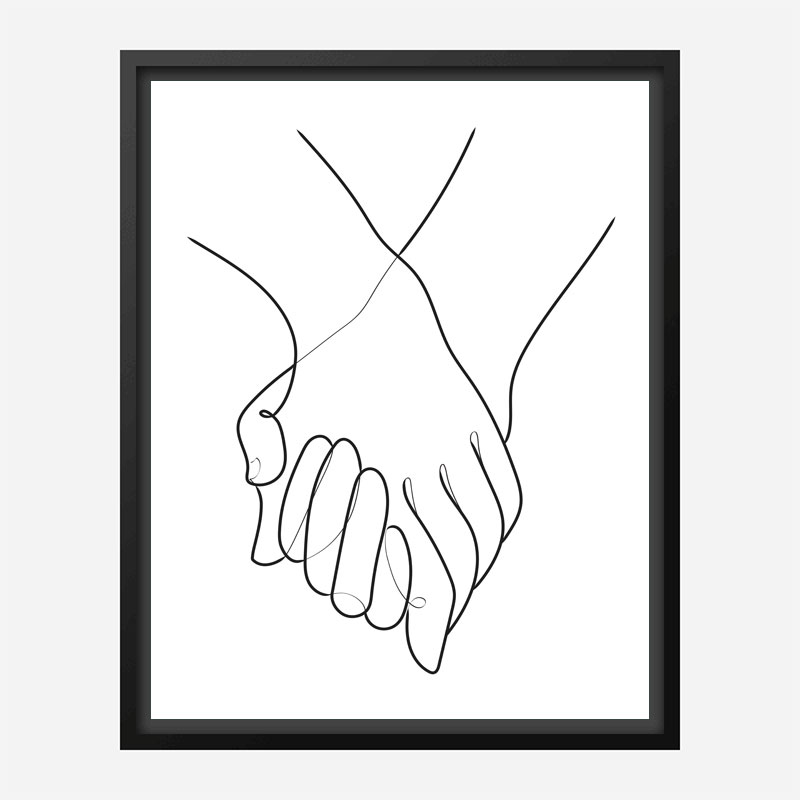 Holding Hands Lines Wall Art Print