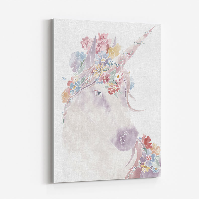 Floral Unicorn Wall Art Print