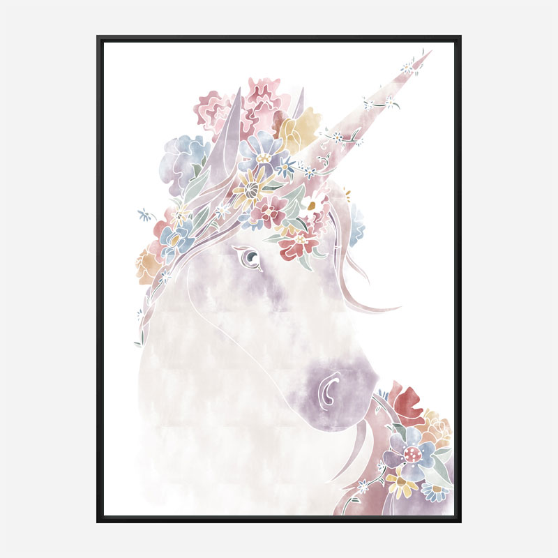 Floral Unicorn Wall Art Print