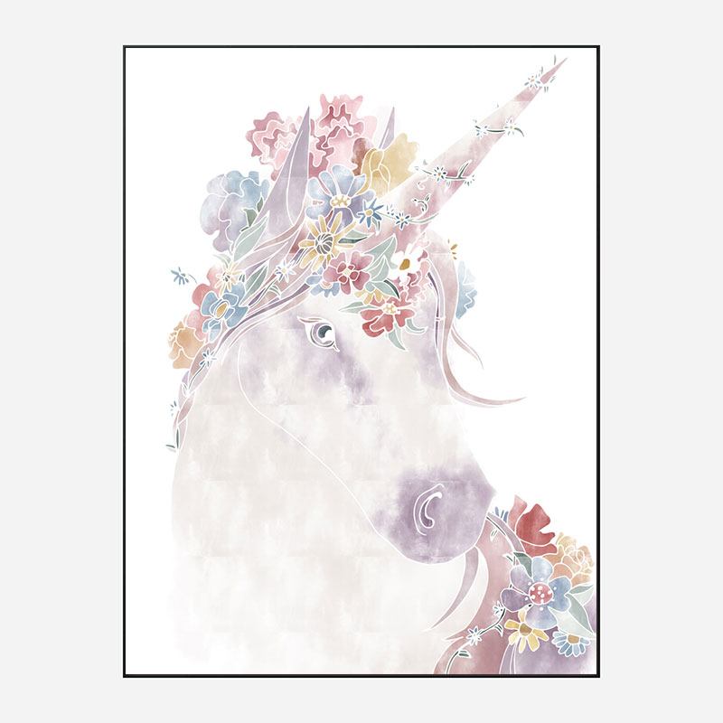 Floral Unicorn Wall Art Print