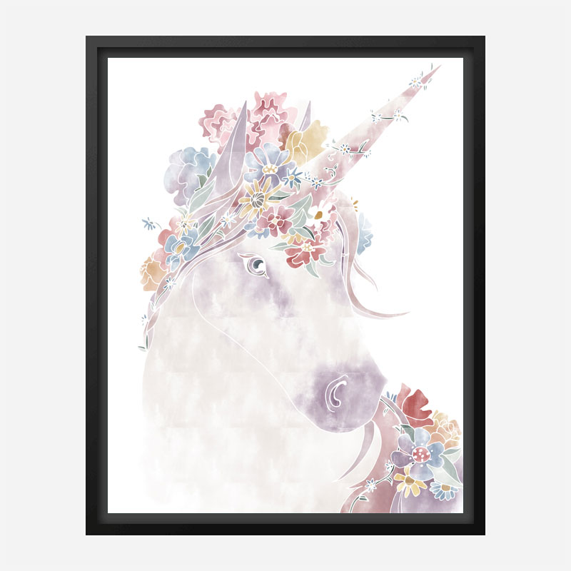 Floral Unicorn Wall Art Print