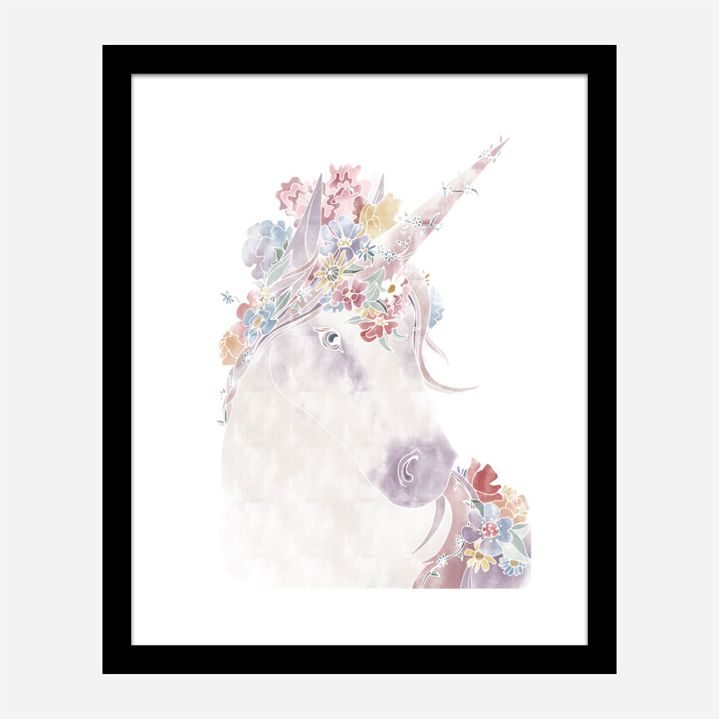 Floral Unicorn Wall Art Print