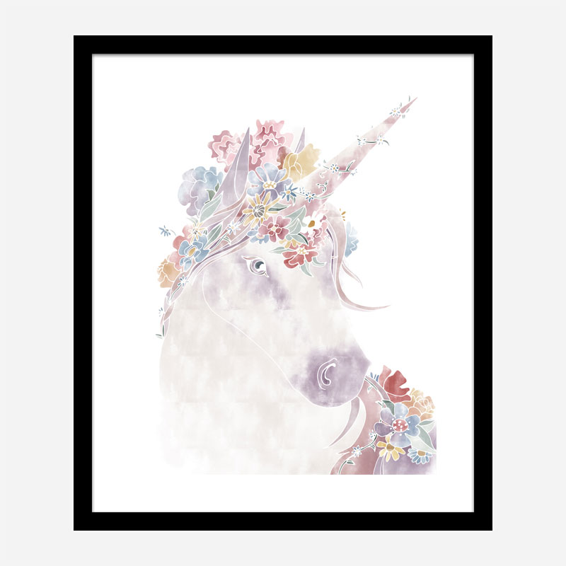 Floral Unicorn Wall Art Print