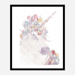 Floral Unicorn Wall Art Print