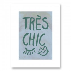 Tres Chic Blue Large Border Wall Art Print
