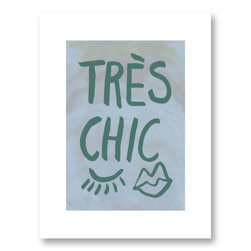 Tres Chic Blue Large Border Wall Art Print Tres Chic Blue Large Border Wall Art Print