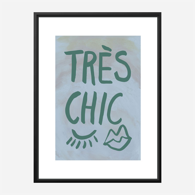 Tres Chic Blue Large Border Wall Art Print Tres Chic Blue Large Border Wall Art Print