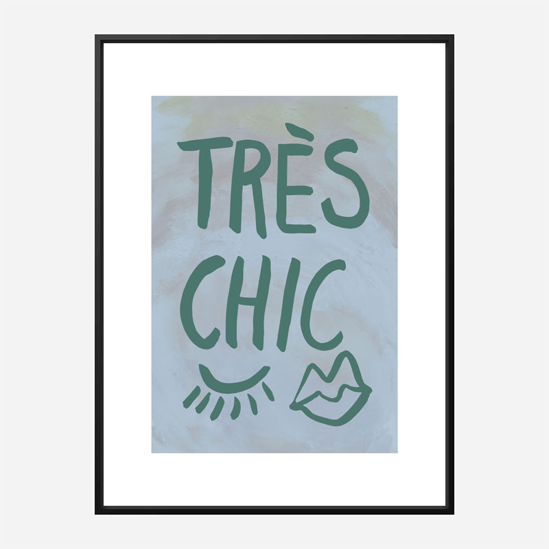 Tres Chic Blue Large Border Wall Art Print Tres Chic Blue Large Border Wall Art Print