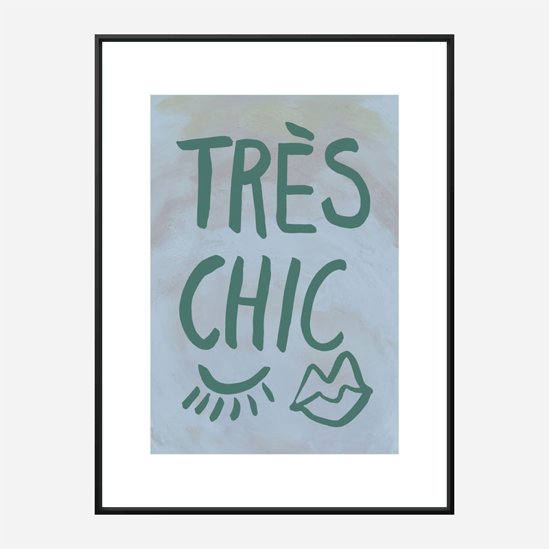 Tres Chic Blue Large Border Wall Art Print Tres Chic Blue Large Border Wall Art Print