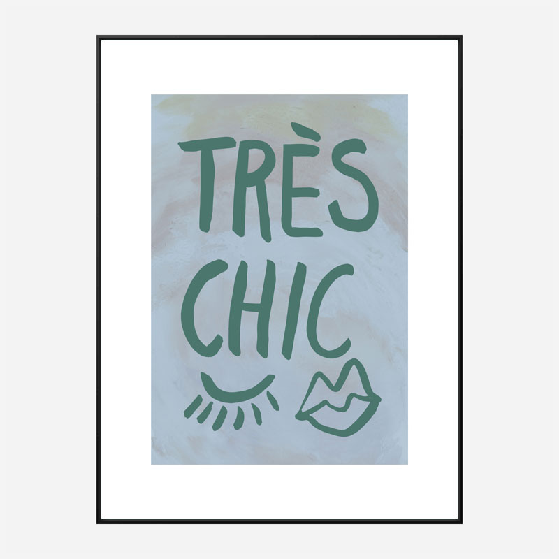 Tres Chic Blue Large Border Wall Art Print Tres Chic Blue Large Border Wall Art Print