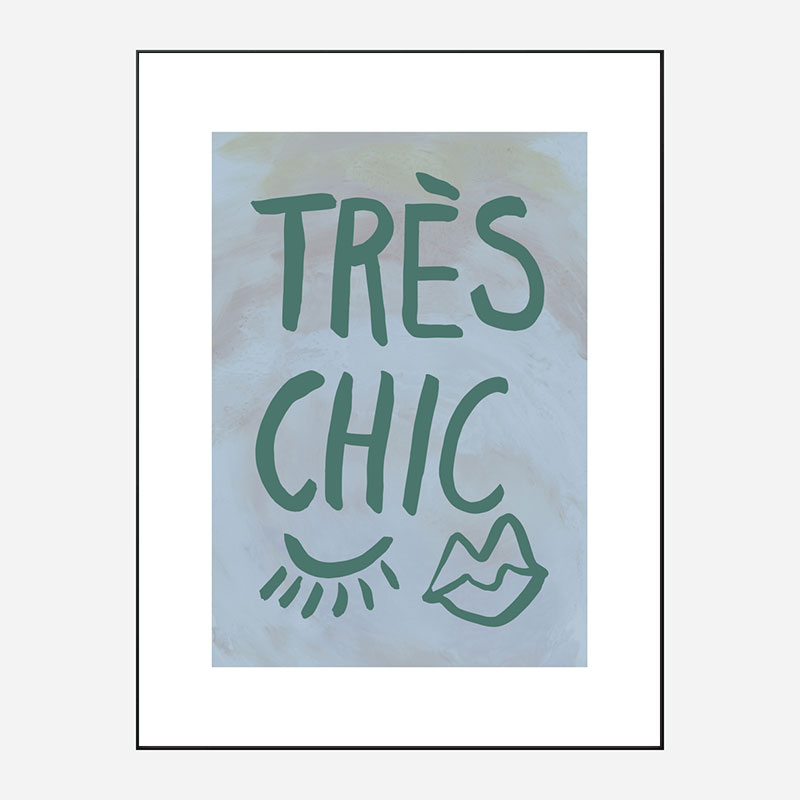 Tres Chic Blue Large Border Wall Art Print Tres Chic Blue Large Border Wall Art Print