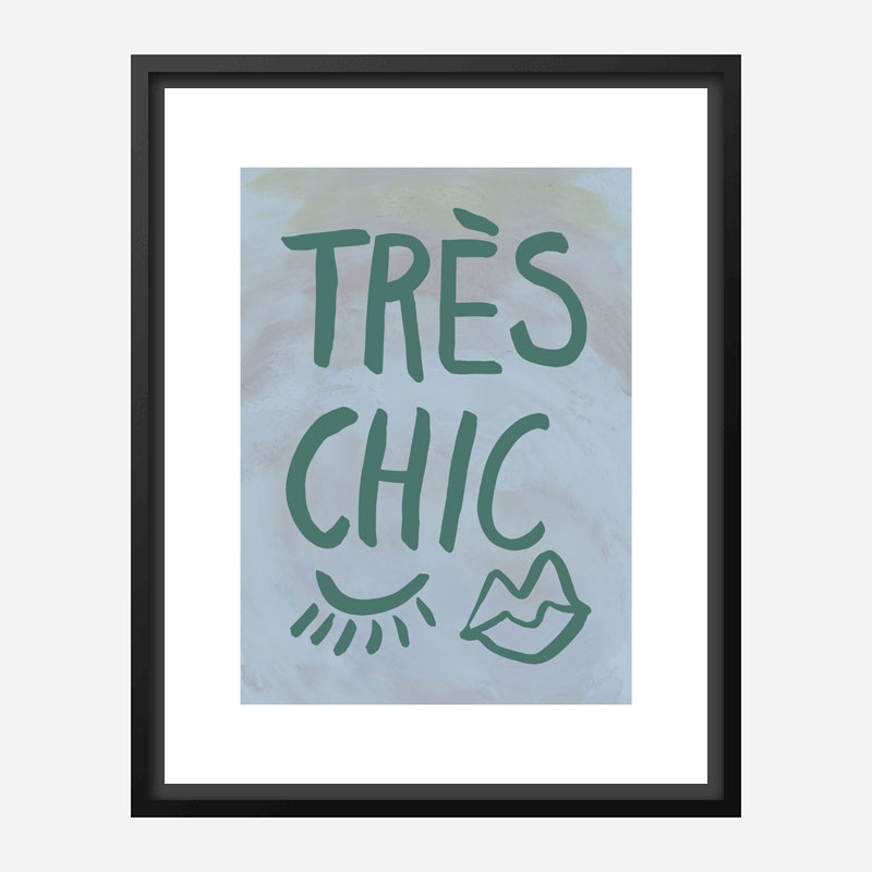 Tres Chic Blue Large Border Wall Art Print Tres Chic Blue Large Border Wall Art Print