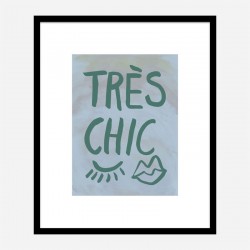 Tres Chic Blue Large Border Wall Art Print