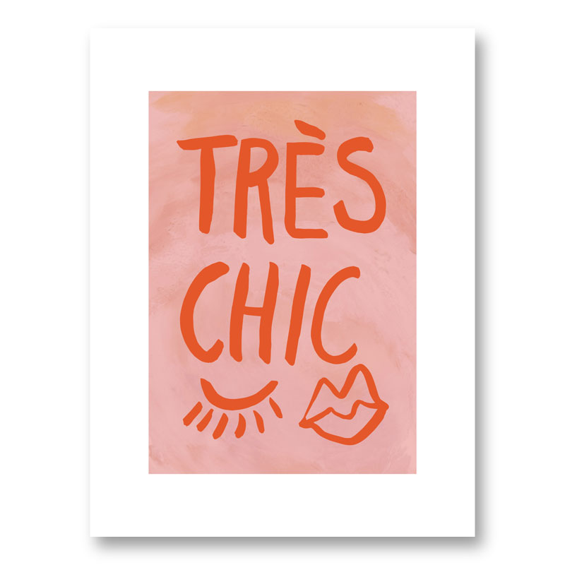 Tres Chic Pink Large Border Wall Art Print