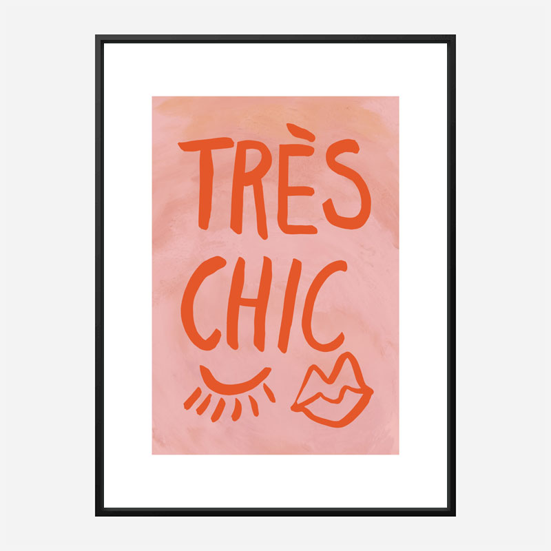 Tres Chic Pink Large Border Wall Art Print