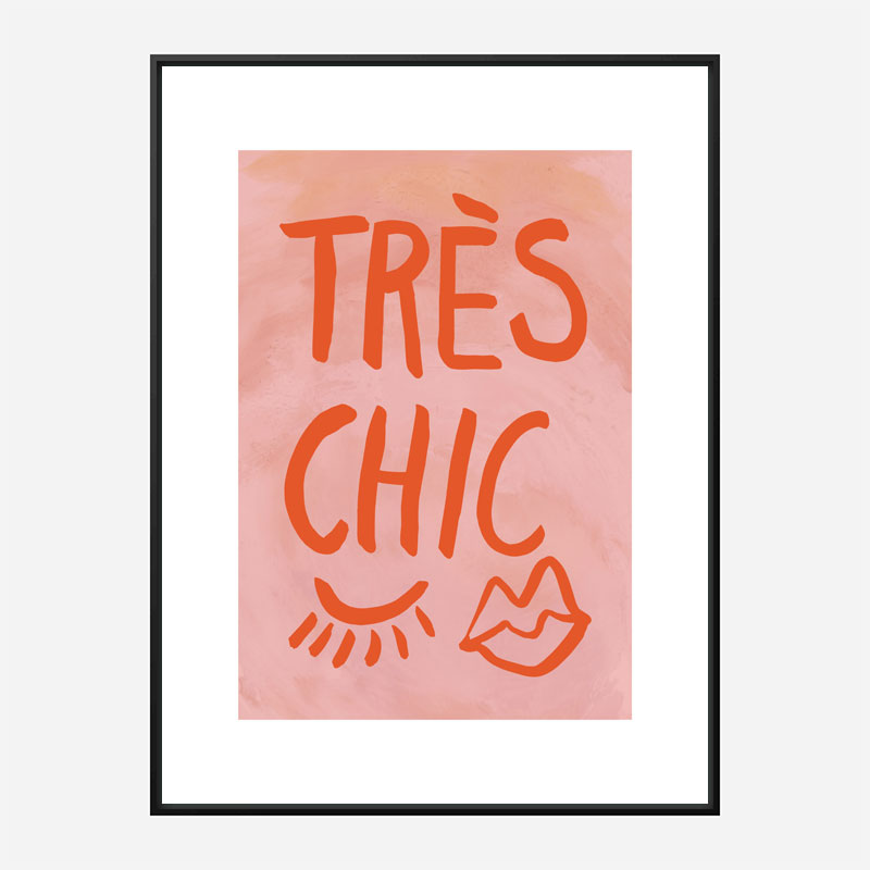 Tres Chic Pink Large Border Wall Art Print