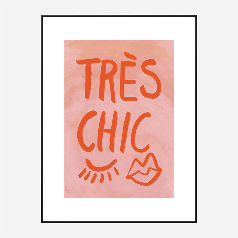 Tres Chic Pink Large Border Wall Art Print