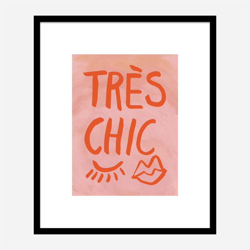 Tres Chic Pink Large Border Wall Art Print