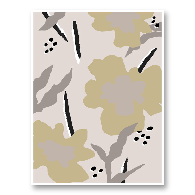 Beige Flowers Wall Art Print