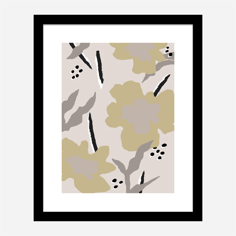 Beige Flowers Wall Art Print