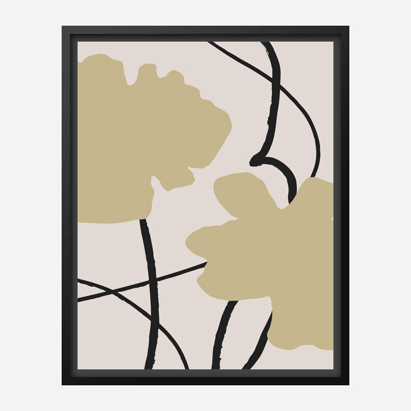 Beige Flowers 2 Wall Art Print