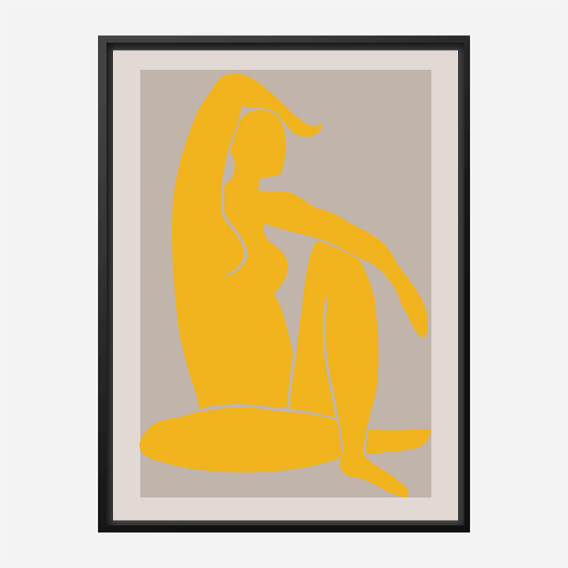 Yellow Figure Line Art Print