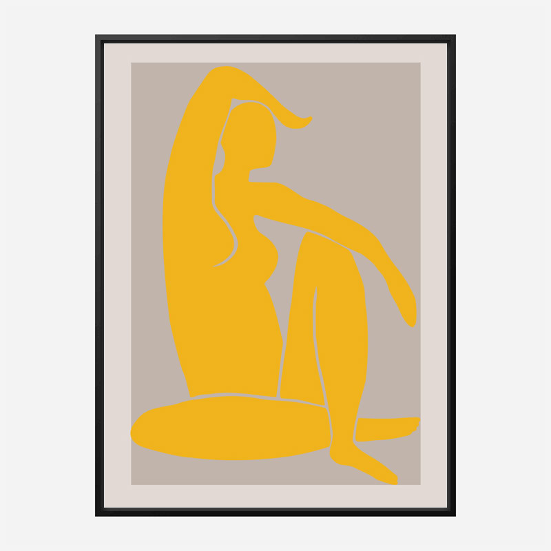 Yellow Figure Line Art Print