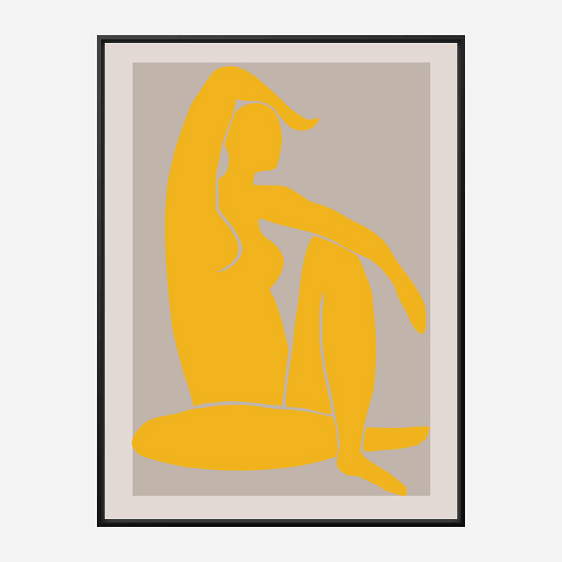 Yellow Figure Line Art Print