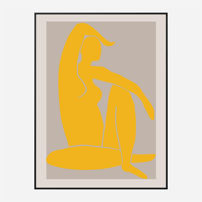 Yellow Figure Line Art Print