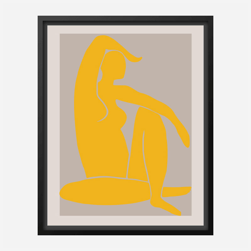 Yellow Figure Line Art Print