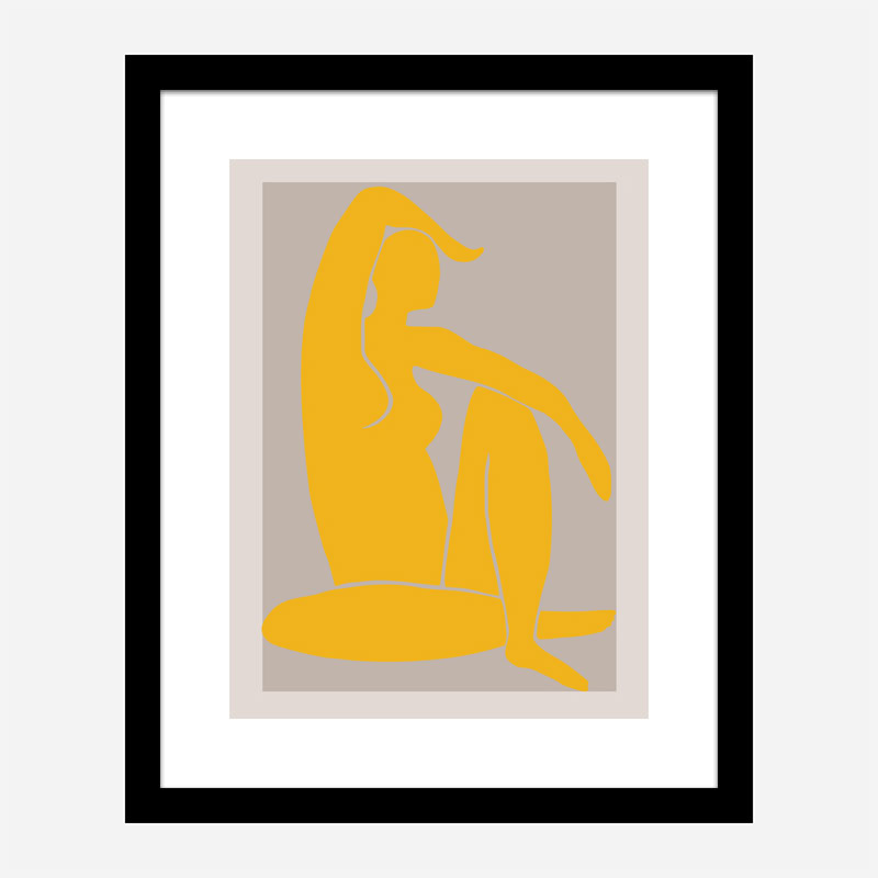 Yellow Figure Line Art Print