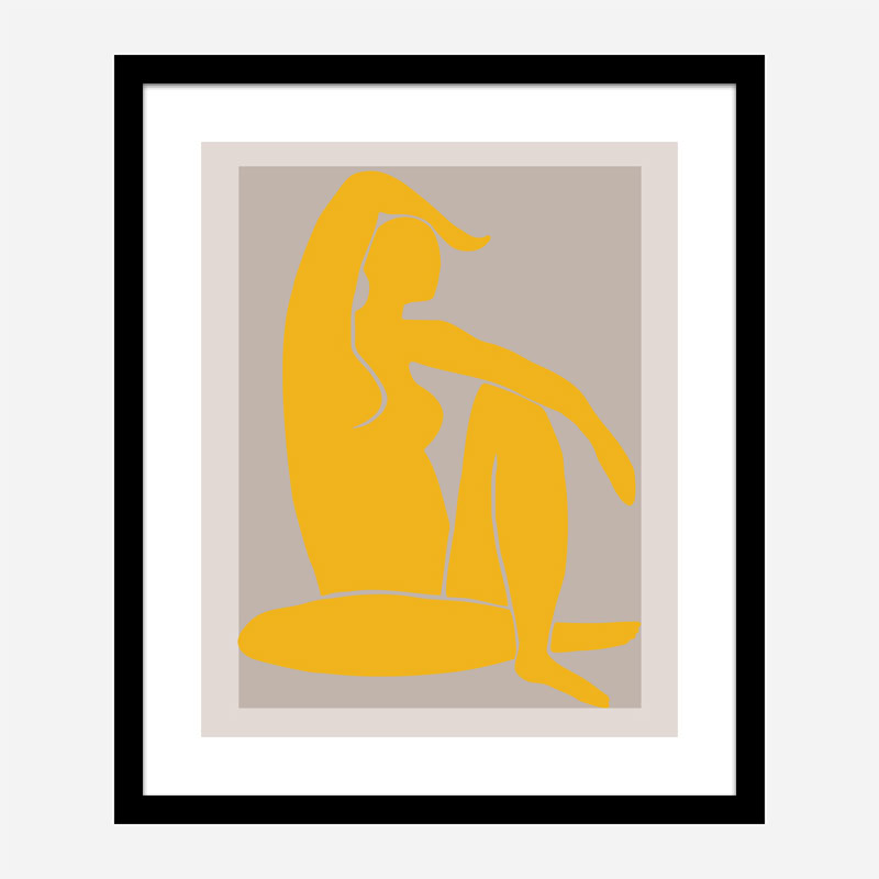 Yellow Figure Line Art Print