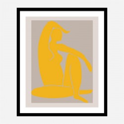 Yellow Figure Line Art Print
