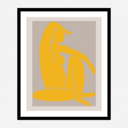 Yellow Figure Line Art Print