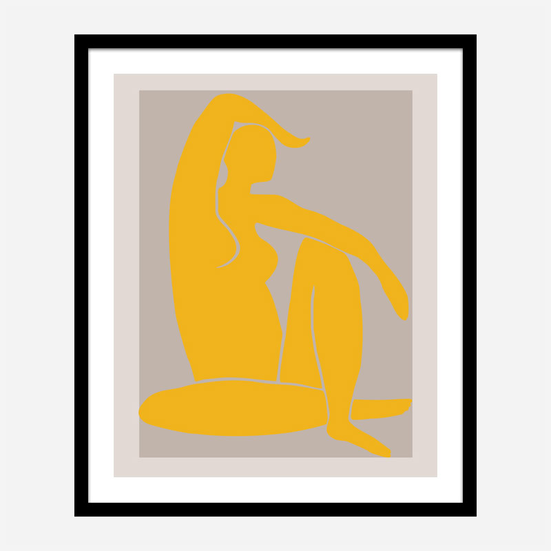 Yellow Figure Line Art Print