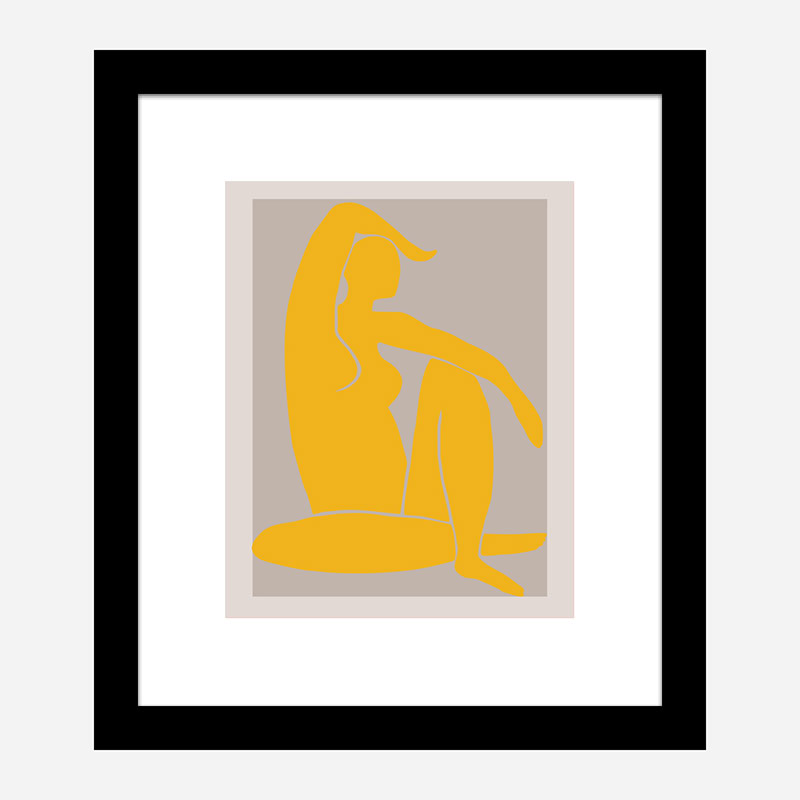 Yellow Figure Line Art Print