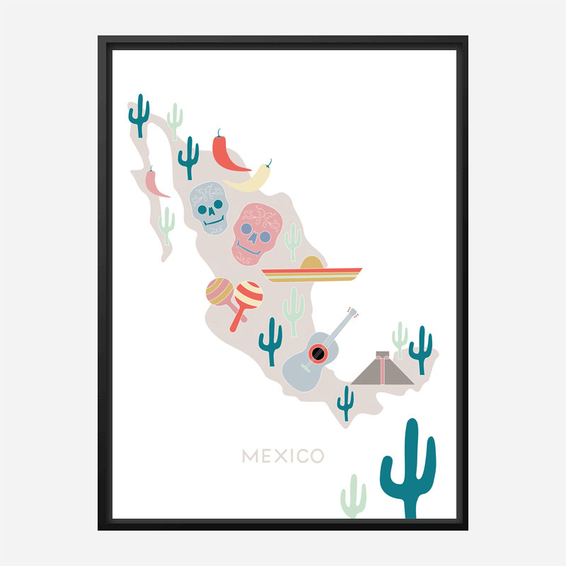 Mexico Map No 1 Art Print