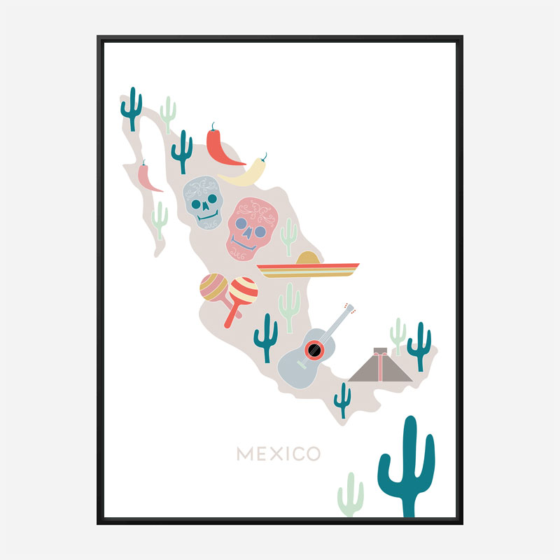 Mexico Map No 1 Art Print