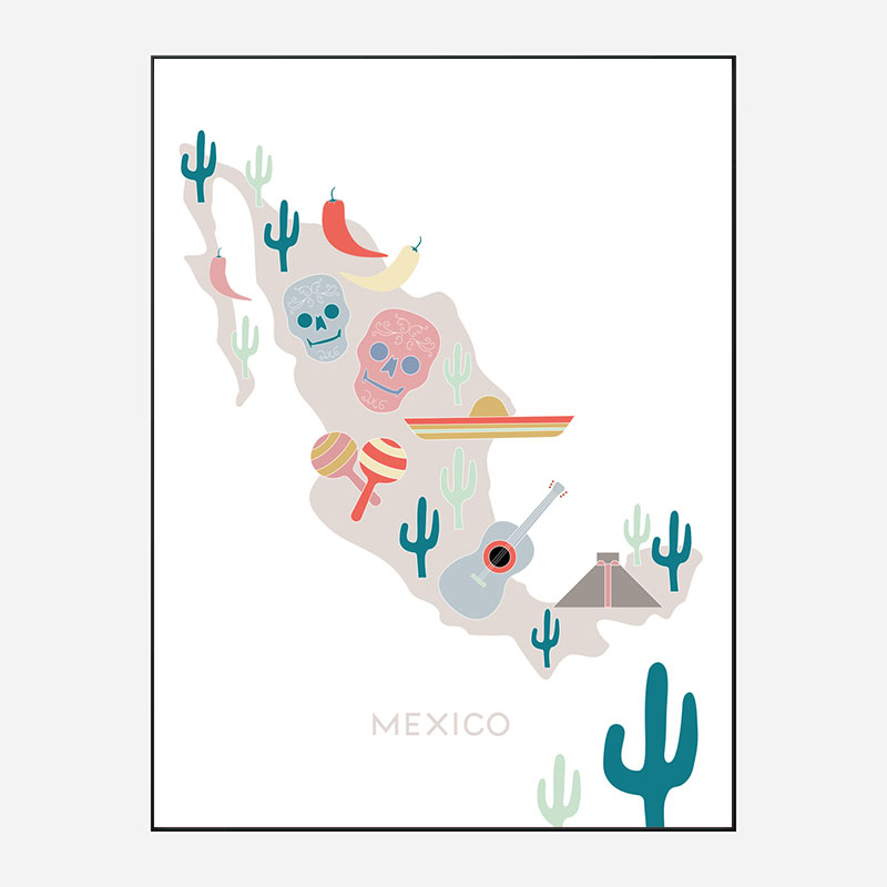 Mexico Map No 1 Art Print